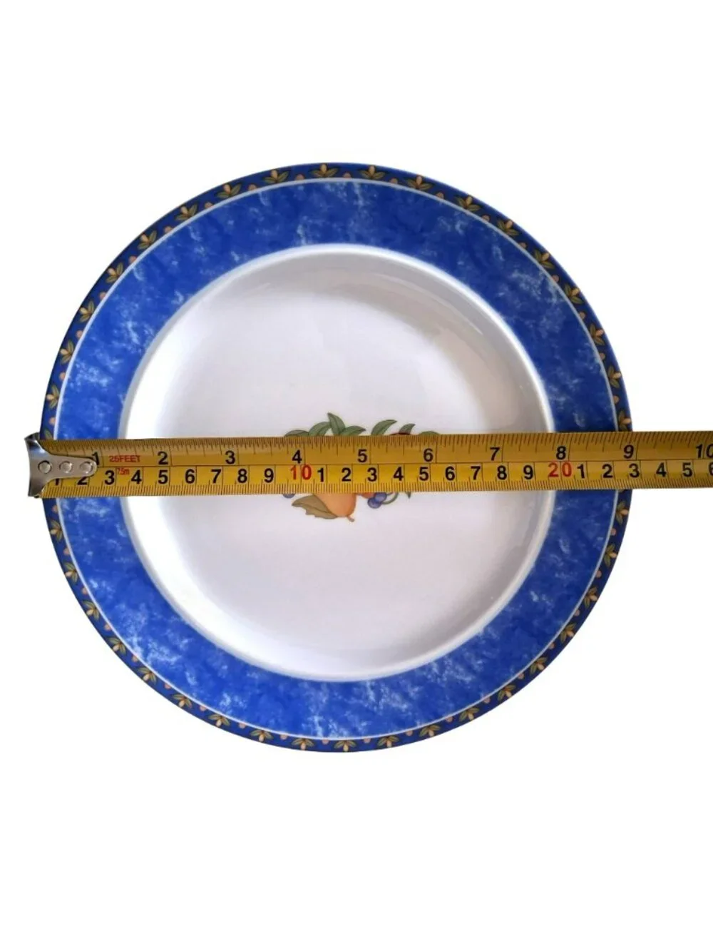 Dansk Fiance Fruits Salad Bread & Butter Plates Blue Rim Set Of 3 Porcelain 9